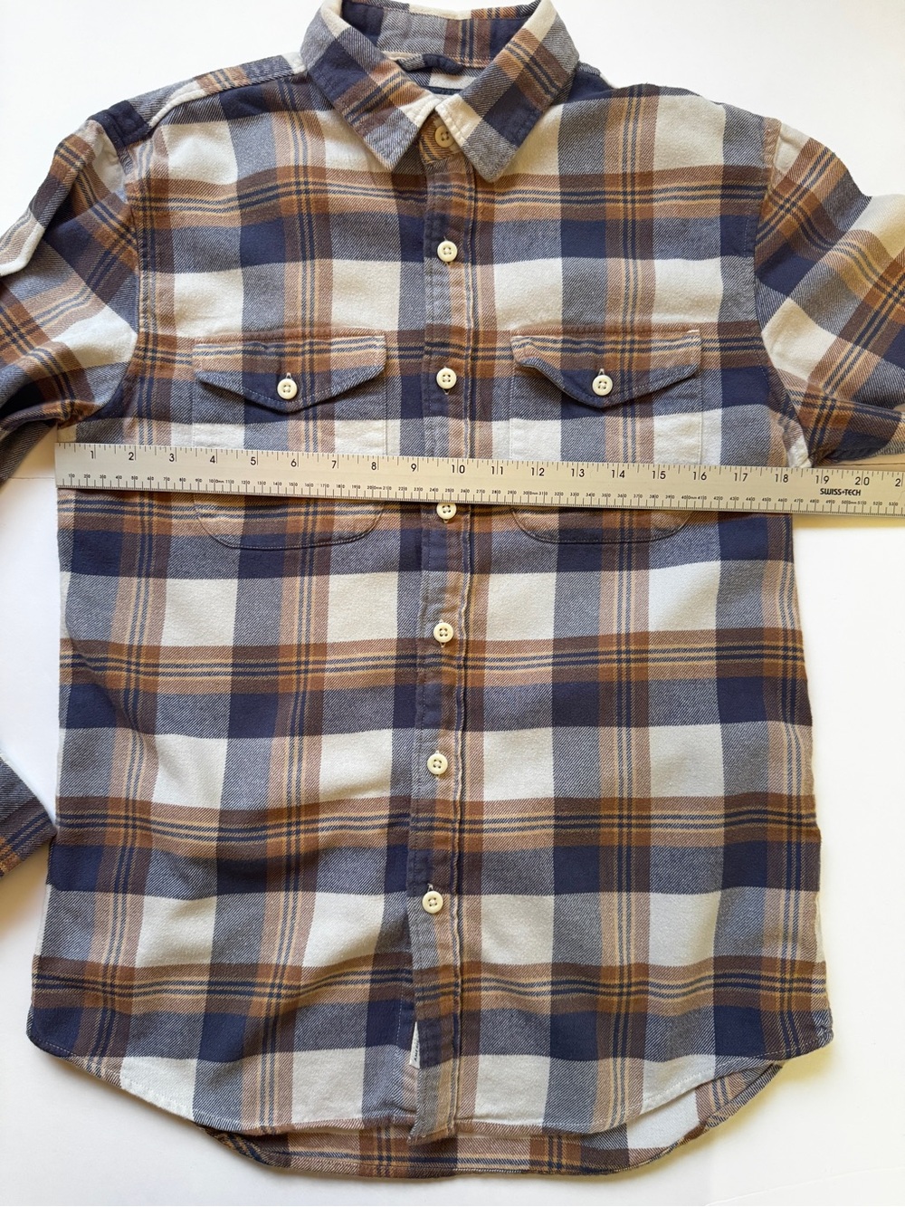 American Eagle Men's Flannel Shirt Khaki Super Soft Flannel Plaid Button Down S - Picture 8 of 13